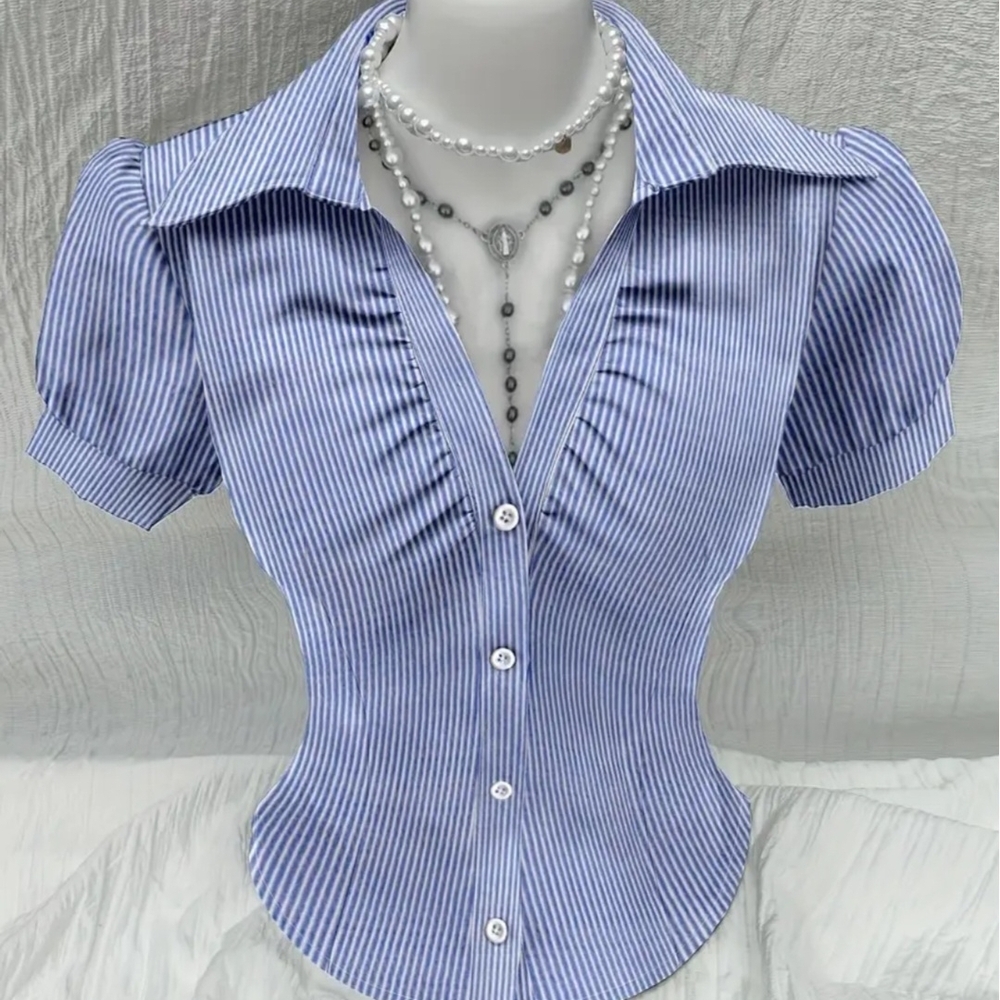 Blue Striped Women's Top